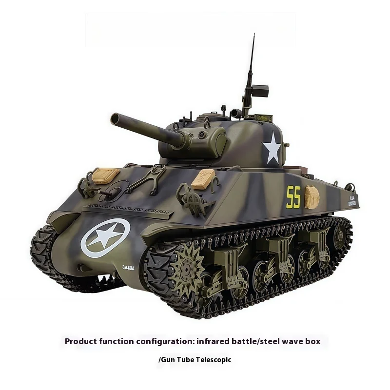 Rc Tank Heng Long 1/16 American M4a3 Sherman Electric Remote Control Tank Model Telescopic Barrel Military Model Holiday Gift