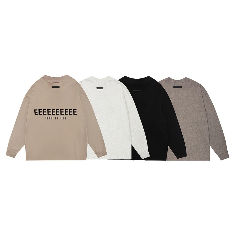 

2025 Autumn T shirt Classic Brand Double Line Letter Print Long Sleeve T shirt Fashion Streetwear Cotton T shirt Crew Neck Tees