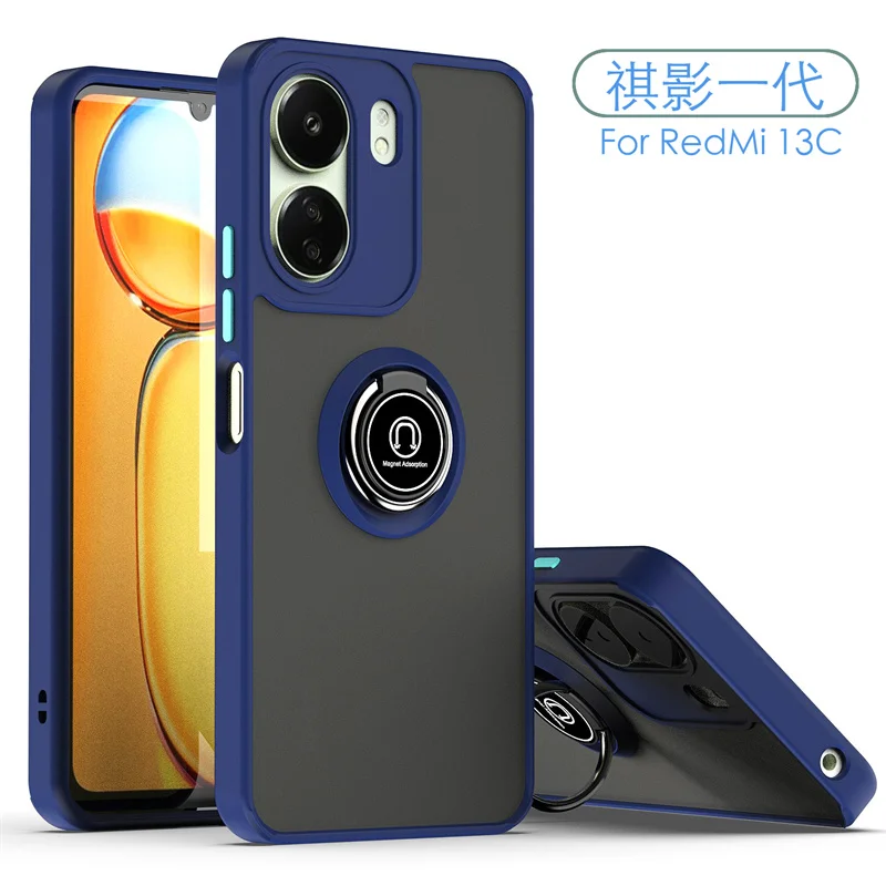 Armor Shockproof Magnetic Ring Stand Holder Case For Xiaomi Redmi 13 Redmy 13C Redmi13 Redmi13C 4G Matte Back Cover image 4
