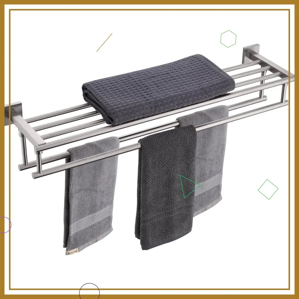

32-Inch Double Towel Rack, Wall-Mounted Stainless Steel Bathroom Holder in Brushed Nickel Finish