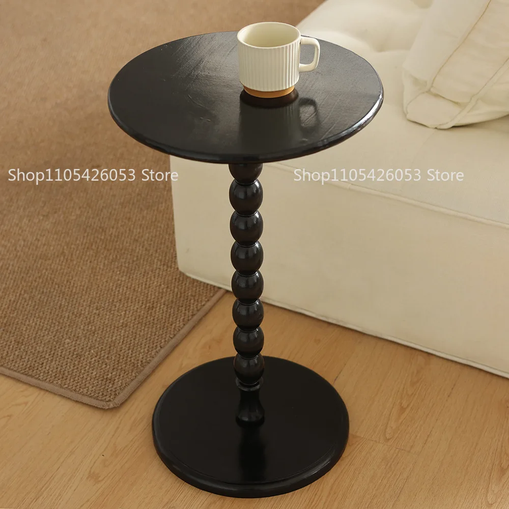 French retro American solid wood edge table small coffee table living room sofa corner table balcony casual  round