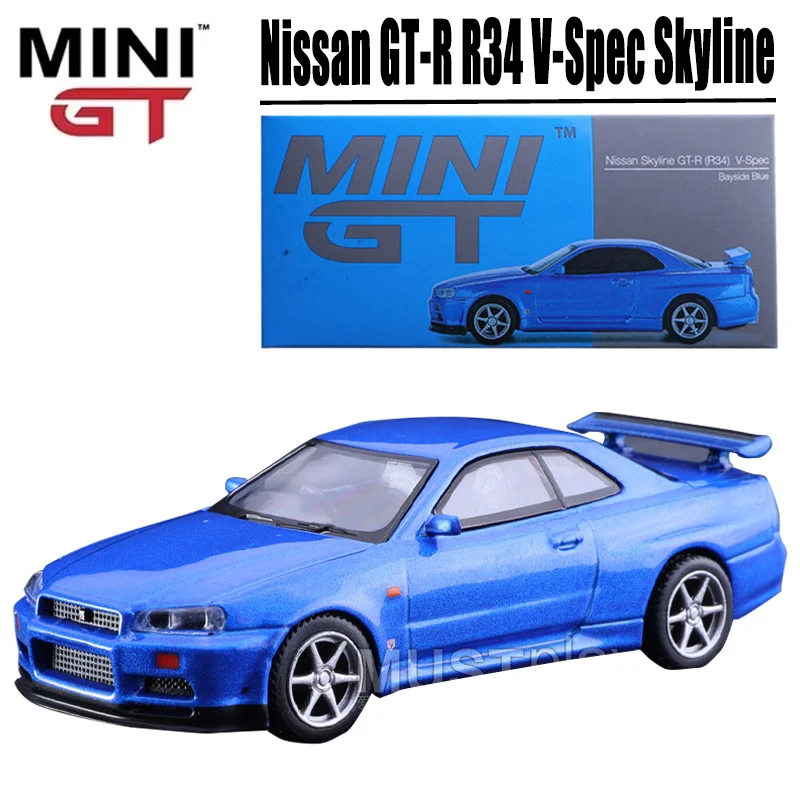 

MINIGT Scale 1/64 Nissan GT-R R34 V-Spec Skyline Alloy Toy Diecast Metal Model Gift