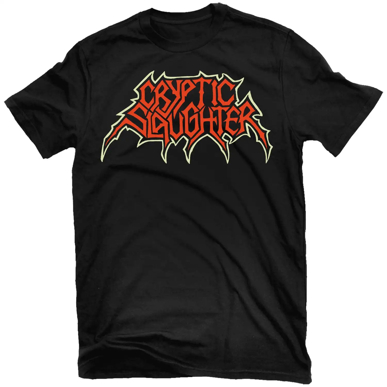 Cryptic Slaughter Logo Band Graphic Tee Cotton Round Neck Casual Unisex T-shirt Summer Top