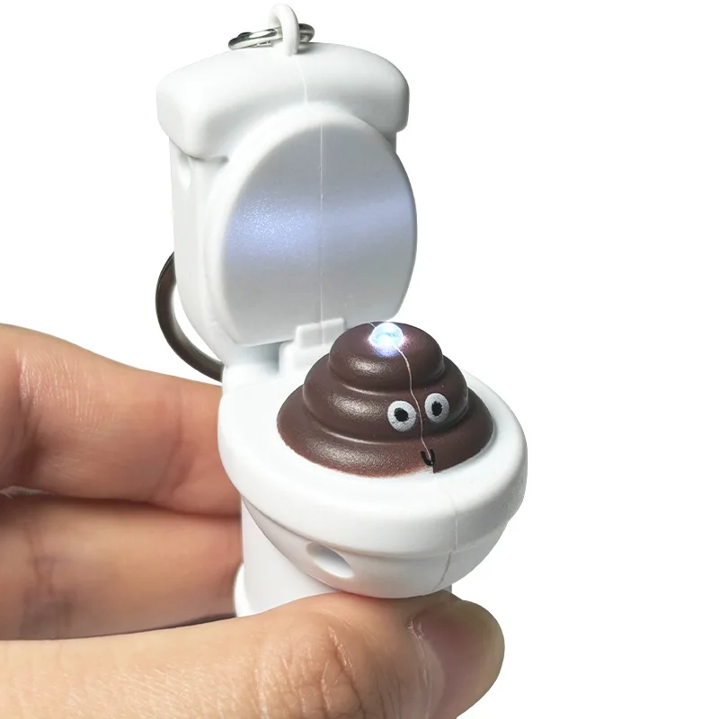 

Novelty Mini Simulation Toilet Keychain Pendant Creative LED Light Sound Toy Keychain Funny Toilet Poo Cartoon Fidget Toy