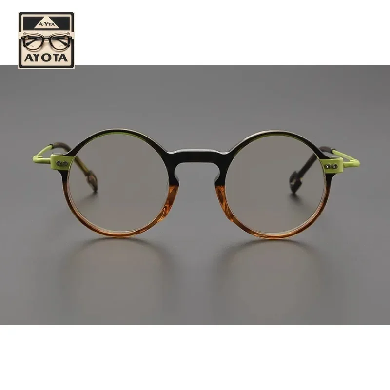 New Niche Art Frame Women's Ultralight Retro Handmade Color Matching Round Acetate Optical Reading Prescription Glasses for Men