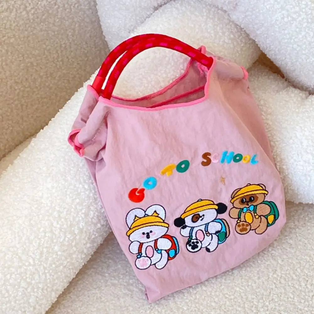 Bolso de lona con bordado de cadena de bola impresa, bolso cruzado de nailon japonés Simple, bolso de compras para niñas