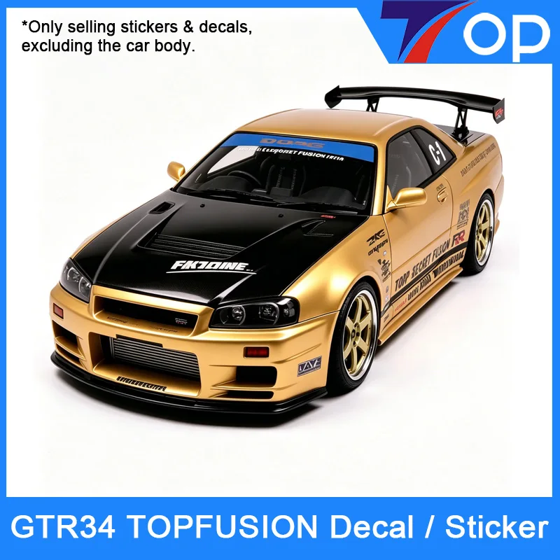 1:10 1:8 GTR34 Off-Road RC Remote Control Racing Car TOPFUSION Decal Sticker Label Car Body Upgrade