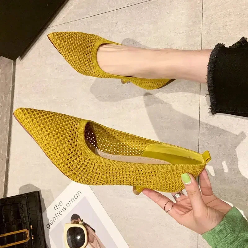 Women Pumps Summer Comfortable for Mesh Breathable Women Shoes  Triangle Heeled Party Stiletto Sexy Single High Heel Shoes Style