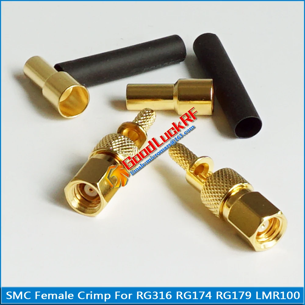 

10X Pcs/lot High-quality RF Connector SMC Female Window Crimp for RG316 RG174 RG179 LMR100 Cable Jack Gold Plated Coaxial