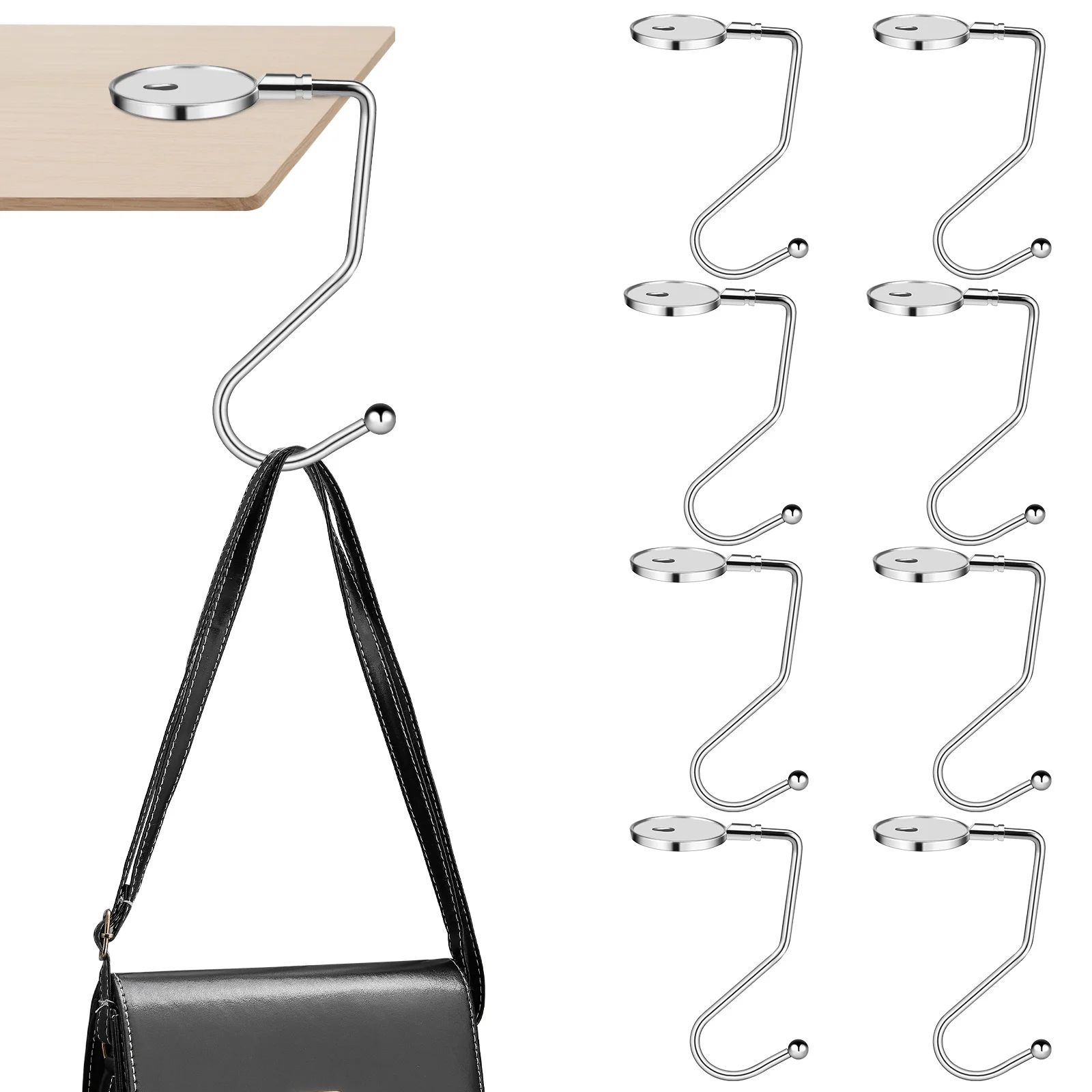 8 Pcs Student Portable Schoolbag Desktop Hook Backpack Bags For Iron Purse Hanger Heavy Duty Clothes Rack