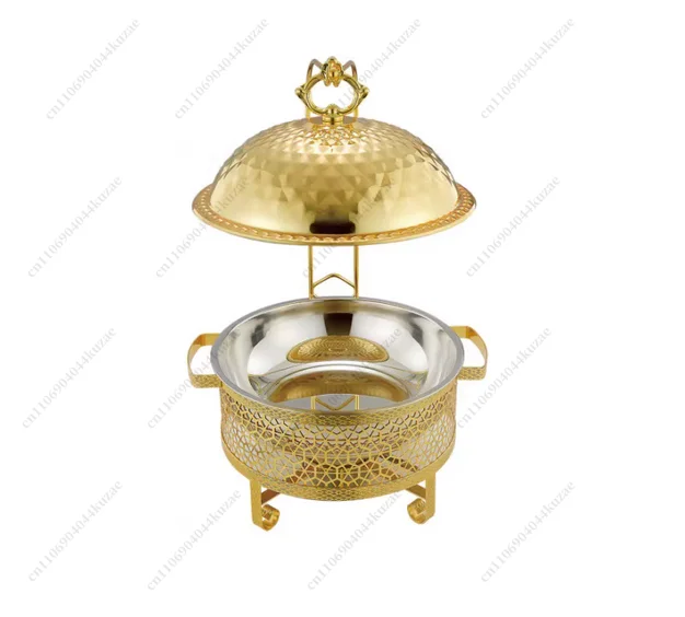 Trading House 4L/6L/8L Large Chafing Dish - Stainless Steel Gold Round Hanging Buffet Food Warmer (Alcohol Heated)