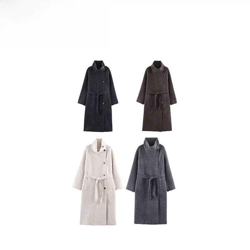 

Faionable Thiened длинное пальто для женщин, простое Sli Street Sle, полиэфирное волокно, осеннее новое поступление среднего года