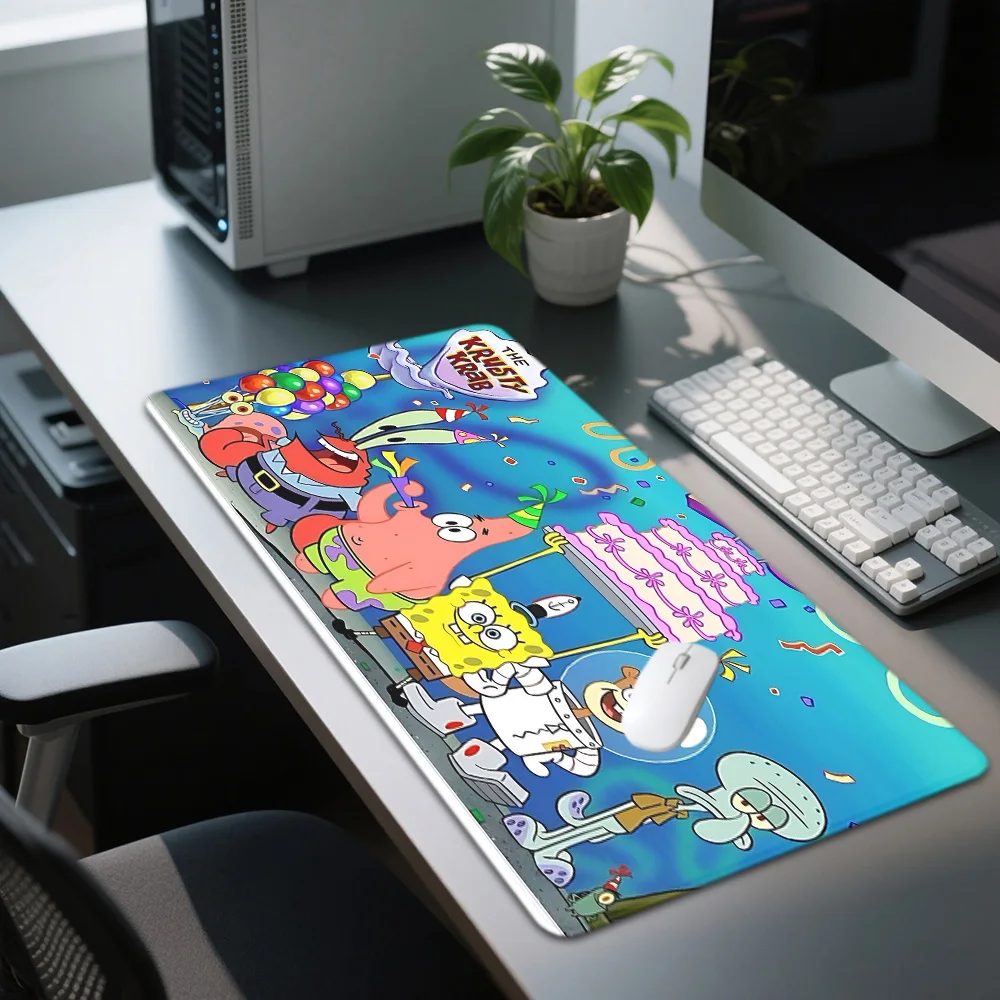 Großes Mauspad S-Spongebobes, waschbar, rutschfeste Gummi-Desktop-Matte für Büro und Gaming, Schreibtischunterlage, Computerzubehör