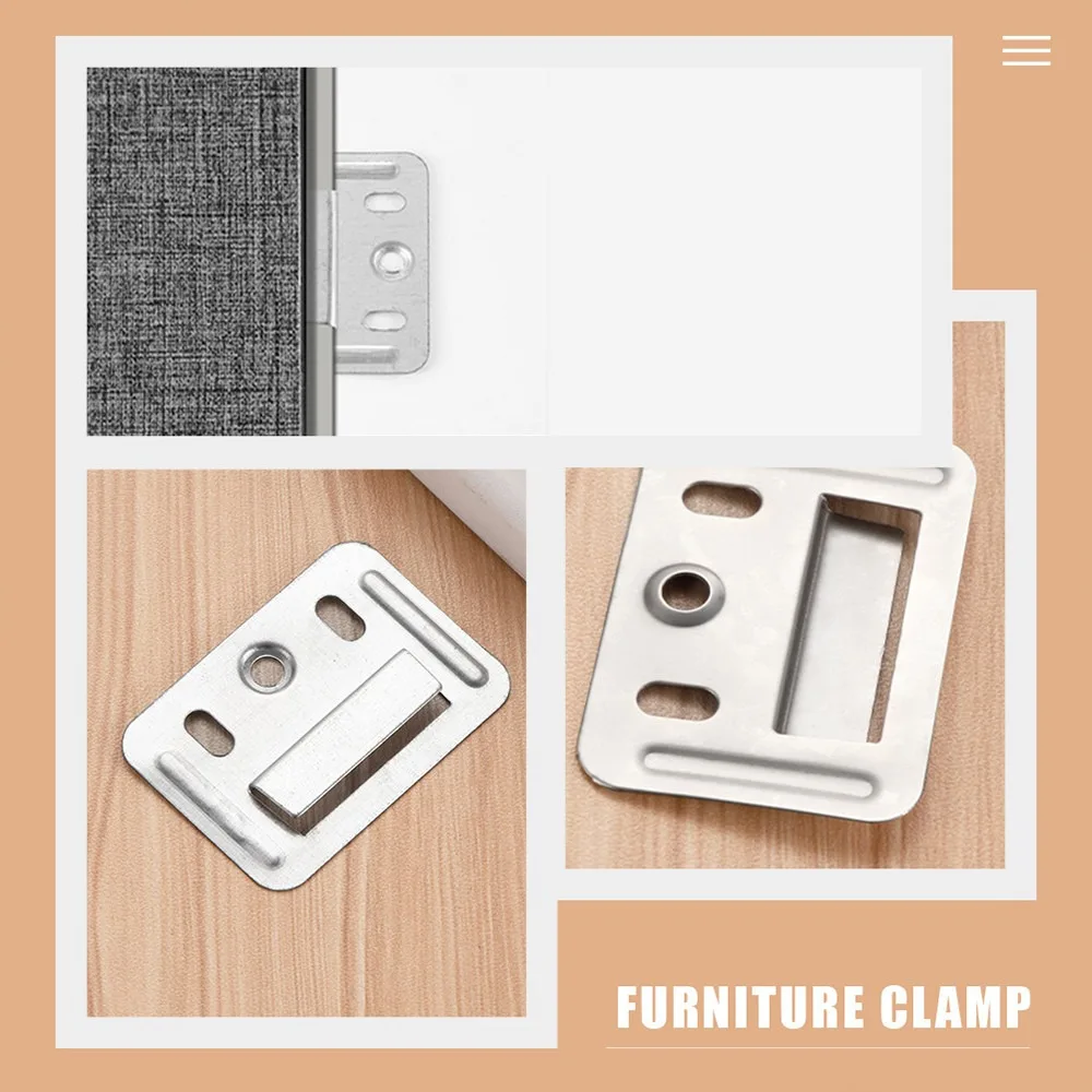 100PCS Stainless Steel Wall Panel Buckle Clamp Fastener Buckle Hasp Plate Wainscot Board Clip Fixing Piece