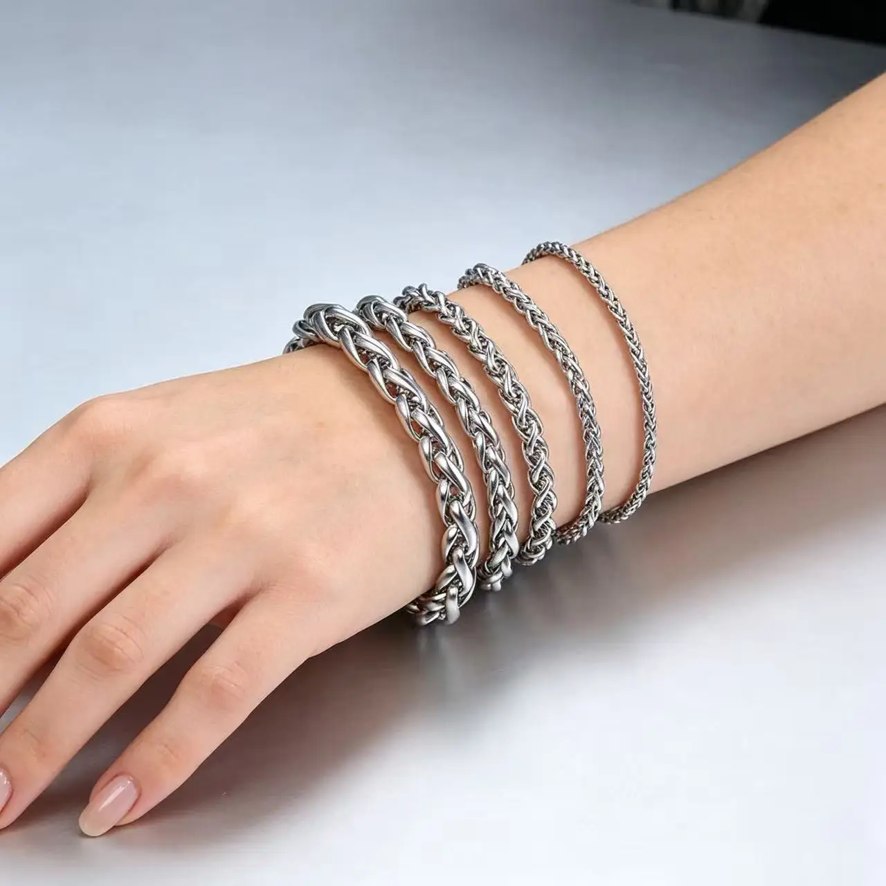 3/4/5/6/8MM Edelstahl-Handkettenarmband für Damen und Herren, wasserdichter Schmuck – Detail 1