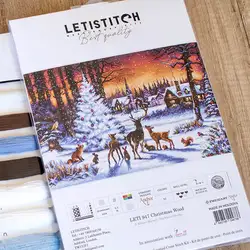 Christmas Cross Stitch Kits, Counted Canvas, DIY Embroidery, Handmade, Snowy Night 63-44, 14CT