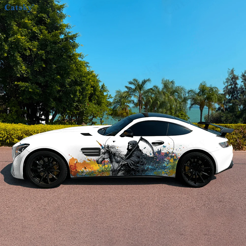 

Grim Reaper Unicorn Sickle Car Side Sticker Decor,PVC Waterproof Scratch Resistant Decal,Car Protection,Auto Accessories Gift