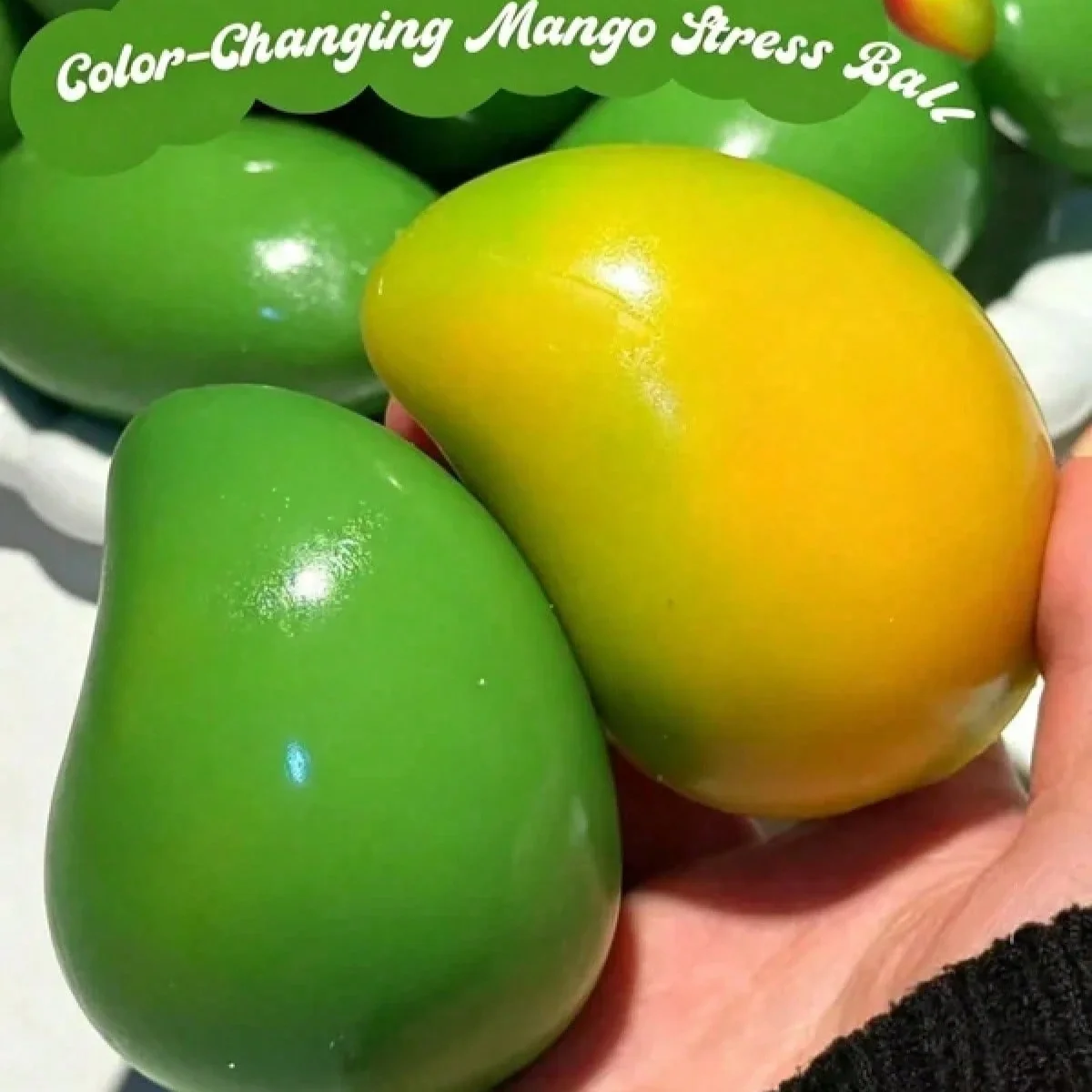 1/2pcs Handmade Soft Mango Stress Squeeze Toy, Color Changing Soft Mango Fingertip Ball, ASMR Sensory Stress Relief Toy