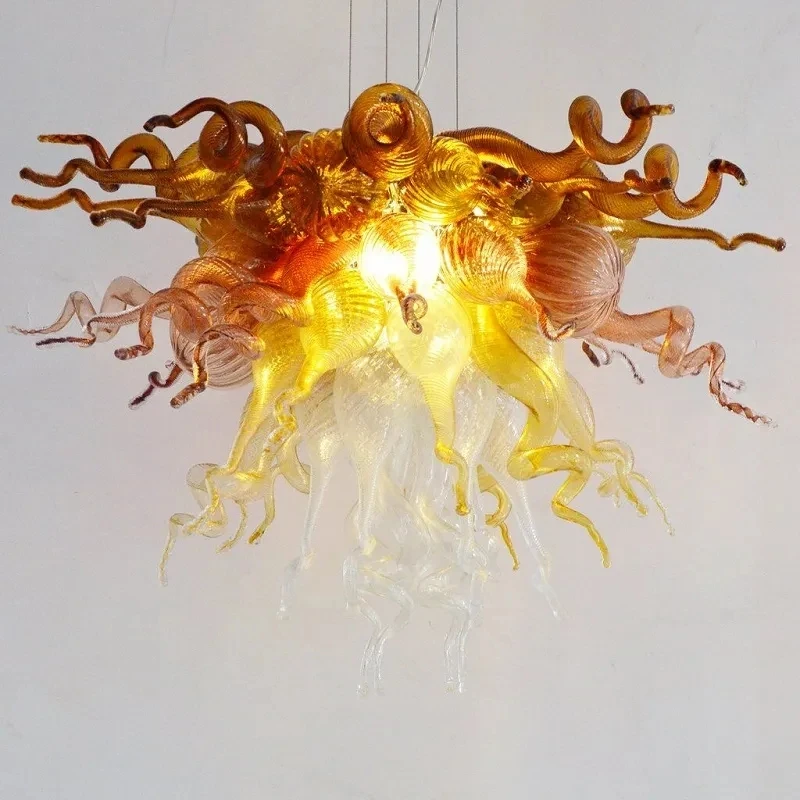 Hand Blown Glass Chandeliers Home Decor Designer Sunshine Pendant Light Chandeliers for Dining Room Bedroom Kitchen Hallway