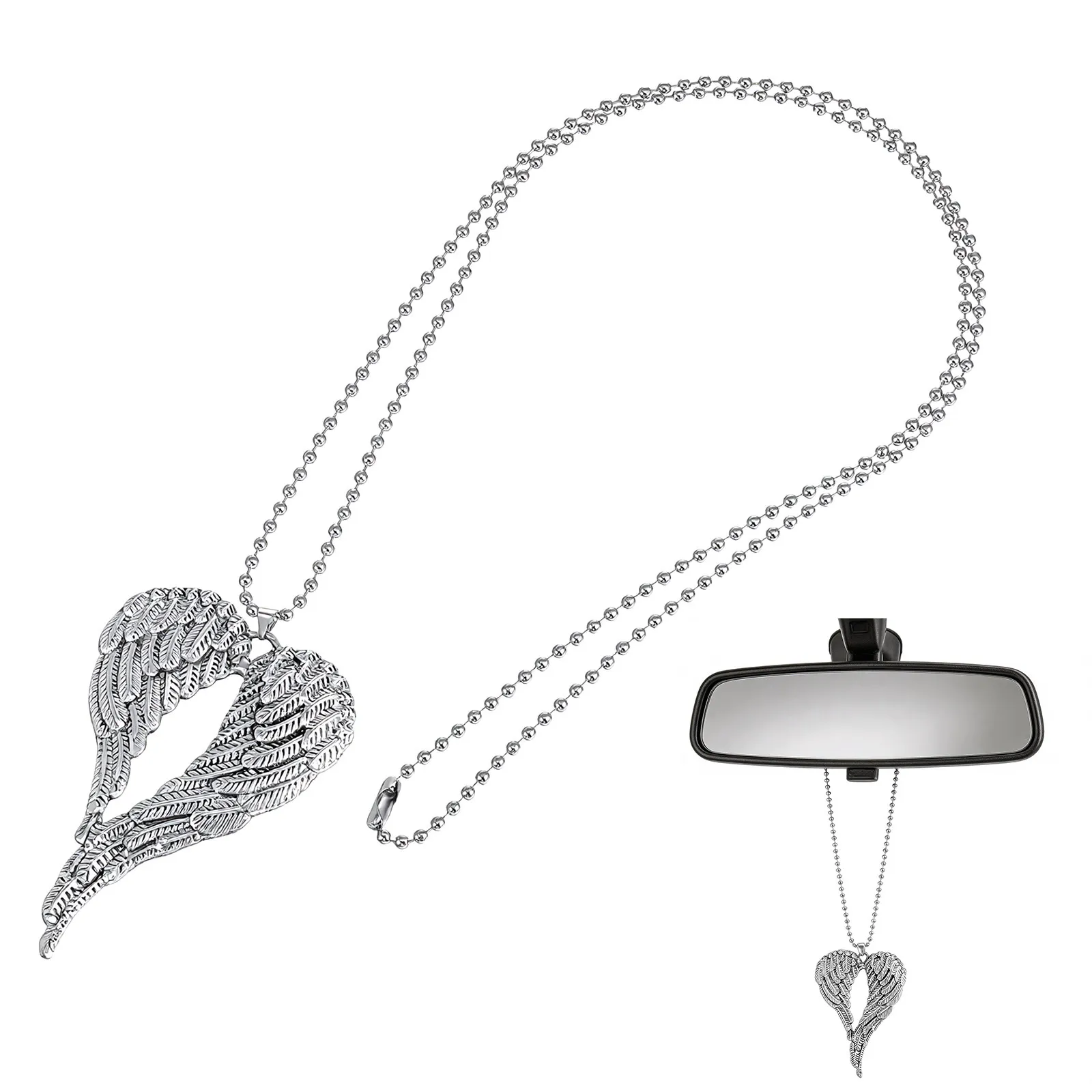 Unique Angel Wings Car Ornament Rearview Mirror Charm Pendant Decor Interior Styling Accessory Gift for Graduation Birthday