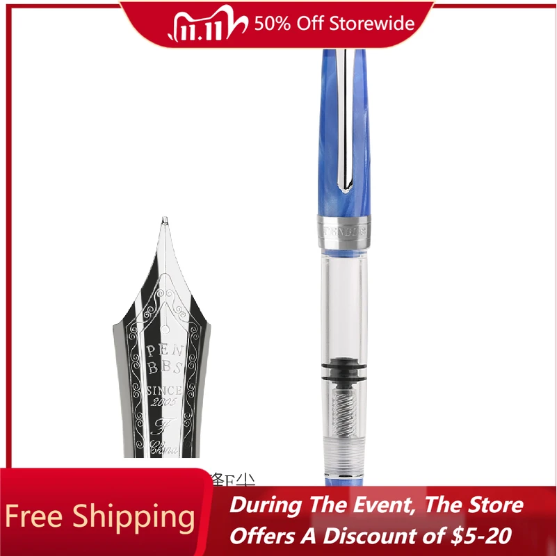 

Majogn PENBBS 309, авторучка из акриловой смолы с синим поршнем, перьевая ручка F, перо 0,5 мм, чернильная ручка, офисные принадлежности, новинка, дизайнер, студенческое письмо