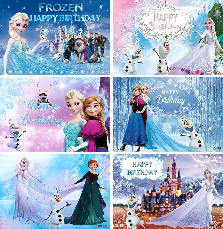 

Frozen Banner Elsa Backdrop Frozen Birthday Party Decoration for Girl Women Photography Birthday Party Supplies Background