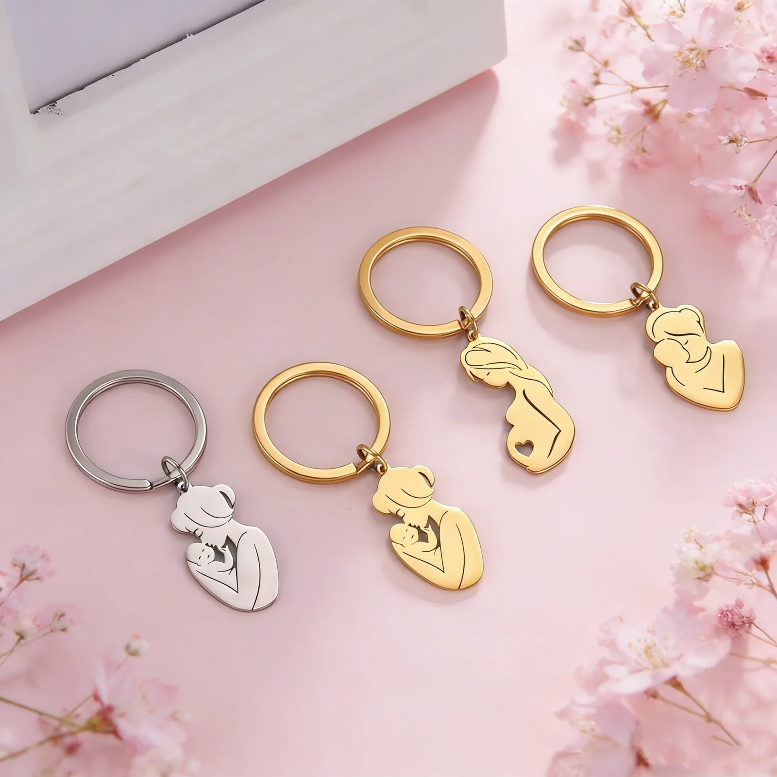 Skyrim Pregnant Mother Pendant Keychain Stainless Steel Mom Family Anniversary Keychain Fashion Jewelry Gift