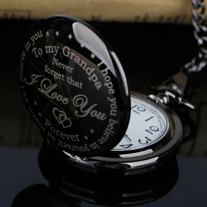 I LOVE YOU Steampunk 맞춤형 "To my Grandpa" 석영 회중 시계 체인 시계 생일 선물 펜던트 목걸이에 대한 할아버지 선물