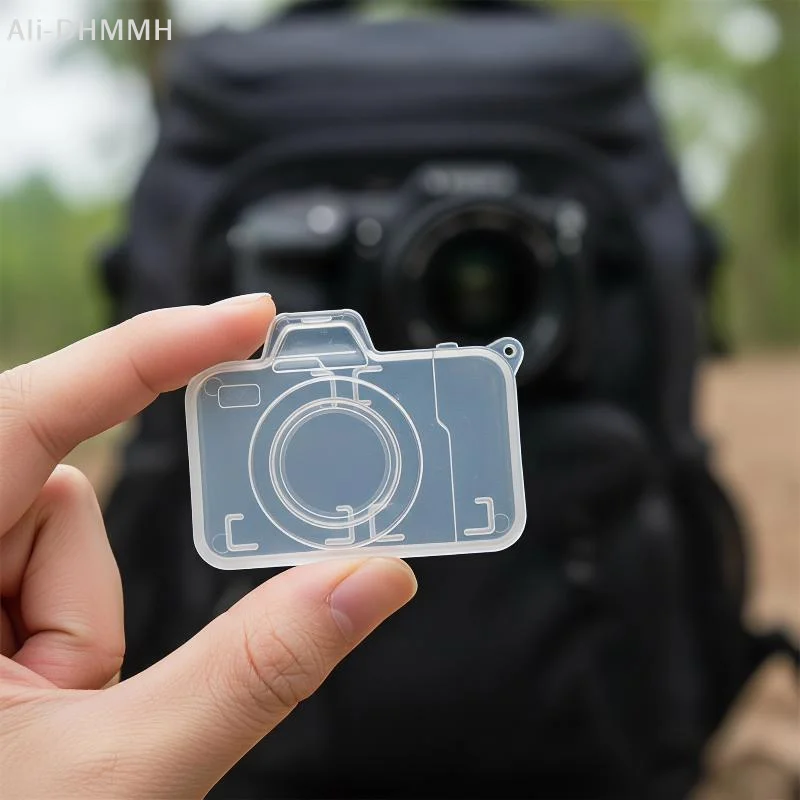 ZLinKJ 1/2pcs Camera-Shaped Compact Memory Card Holder Organizer Storage Box, Portable Electronic Accessories Card Case