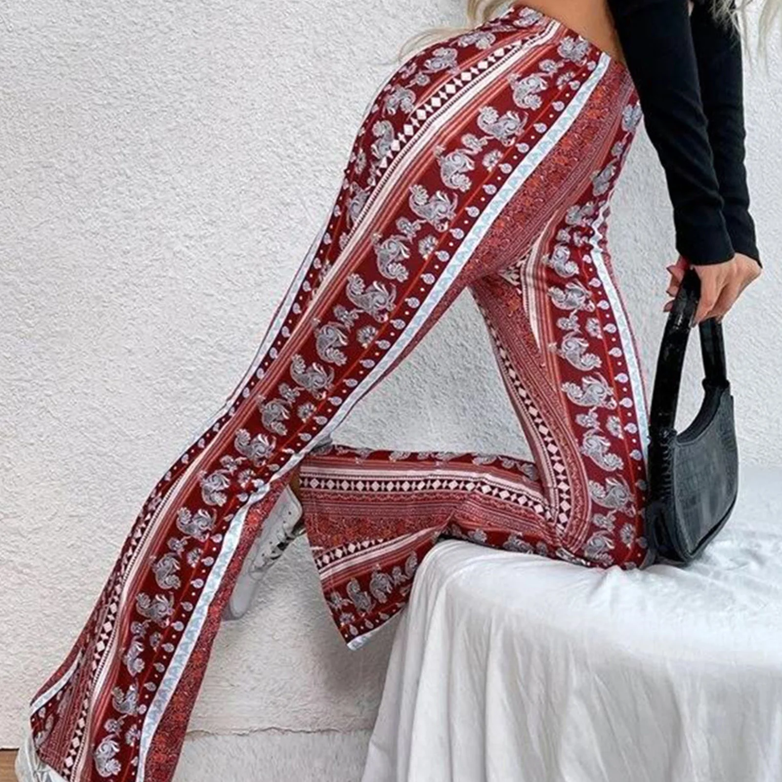 Sexy Printed Skinny Casual Pants Slimming Durable Soft Touch Sexy Skinny Flared Pants for Girls Female Women Daily Wear AIC88