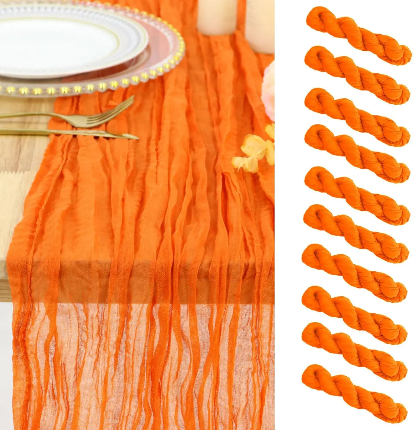 

Набор из 10 дорожек для стола из саржи цвета «сгоревший апельсин», декор в стиле рустик-бохо для свадьбы, дня рождения, Хэллоуина