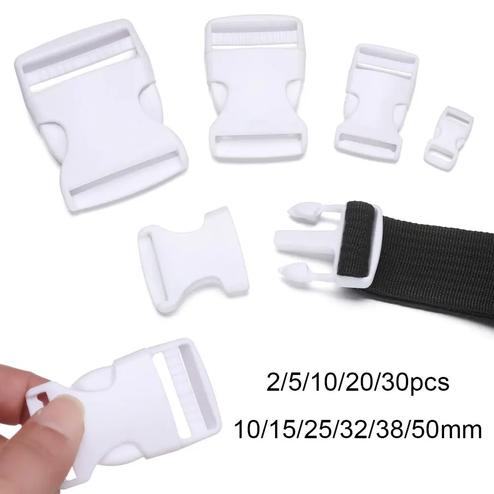 5PCS Plastic White Curved Buckle Lock for Paracord Bracelet Side Release Buckles Dual Adjustable Buckles Backpack Belt Part