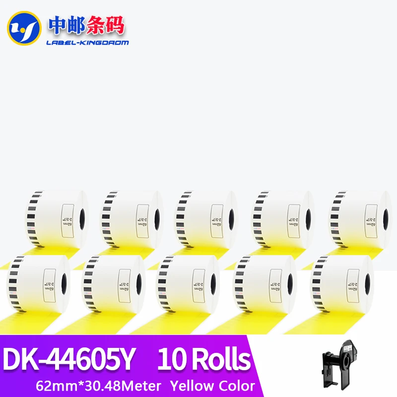 

10Rolls Yellow Brother Generic DK-44605 Label Continuous Compatible for QL-570/580/700/710/720NW Thermal Printer DK-4605 DK44605