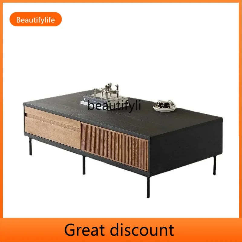 

A135 Nordic Fashion Retro Style Solid Wood Tea Table Silent Style Tea Table B & B Storage Drawer