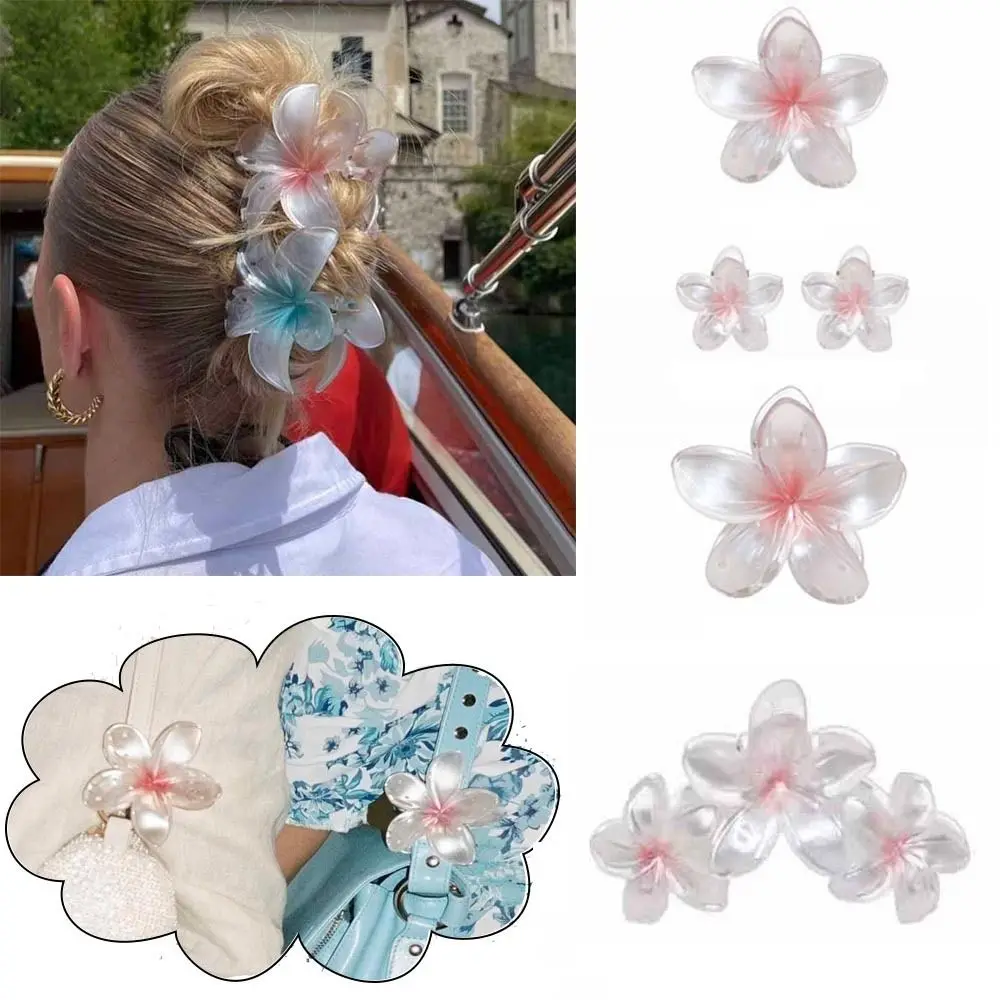 

New Gradient Frangipani Hair Clip Plumeria Ins Style Shark Clip Flower Hairpin