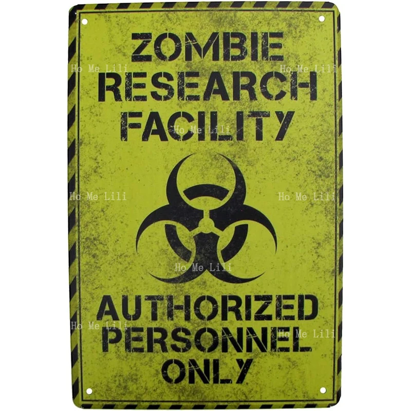 Metal Warning Zombie Research Facility Biohazard Wall Door Sign Garage Man Cave Party Decor