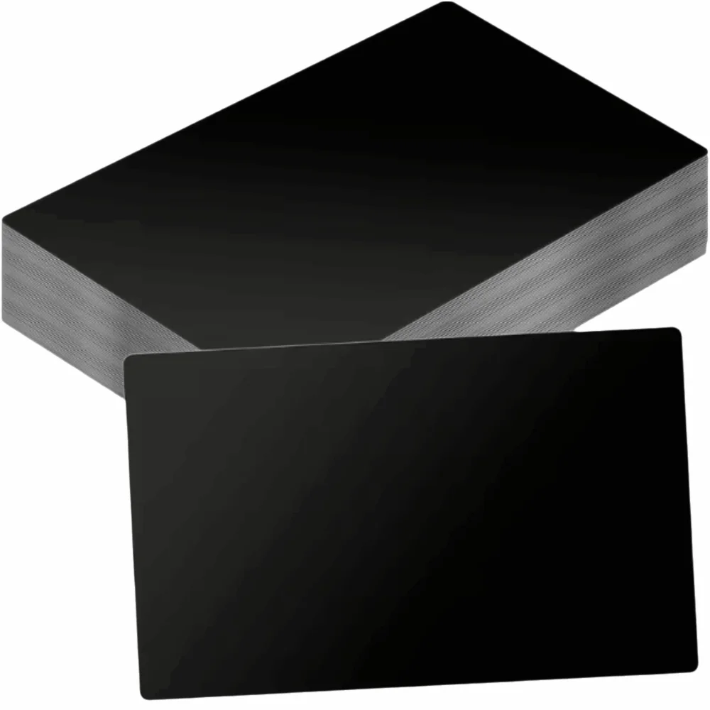 

300 pcs/set Portable Aluminium Business Card 0.2mm Thickness 86 54mm Engraving Area Blank Business Card Black Color DIY