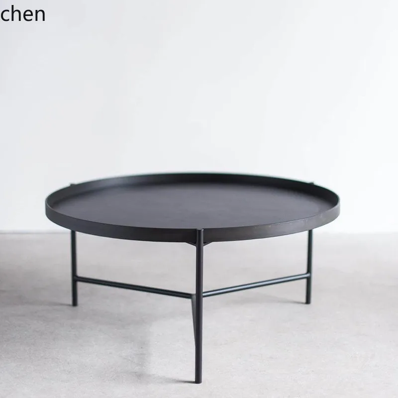 CZ Living Room Sofa Side Table Round Coffee Table Small Apartment Modern Simple Minimalist Iron Art