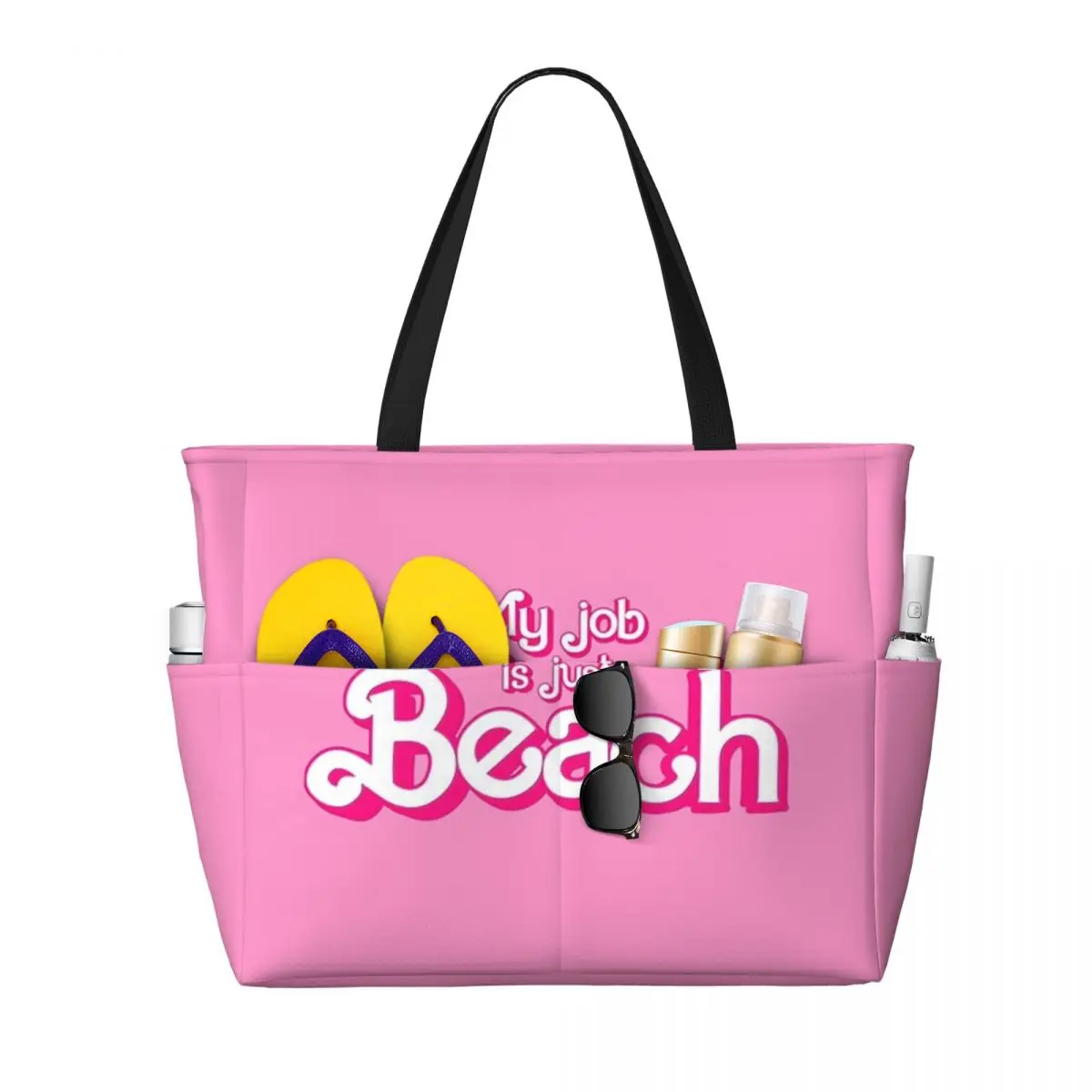My Job Is Just Beach Large travel bag, waterproof beach bag, Pool, gym tote or camping bag