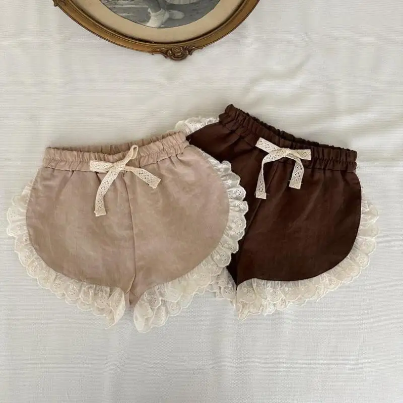 2025 Summer New Baby Solid Pp Shorts Cotton Infant Girl Cute Soft Lace Shorts Versatile Breathable Toddler Casual Short Pants