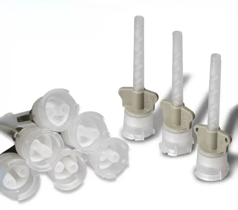 

200pcs Dental Disposable Mixing Tips Silicone Rubber Impression Material Dual Barrel Cartridge Tips Automatic Universal Tools