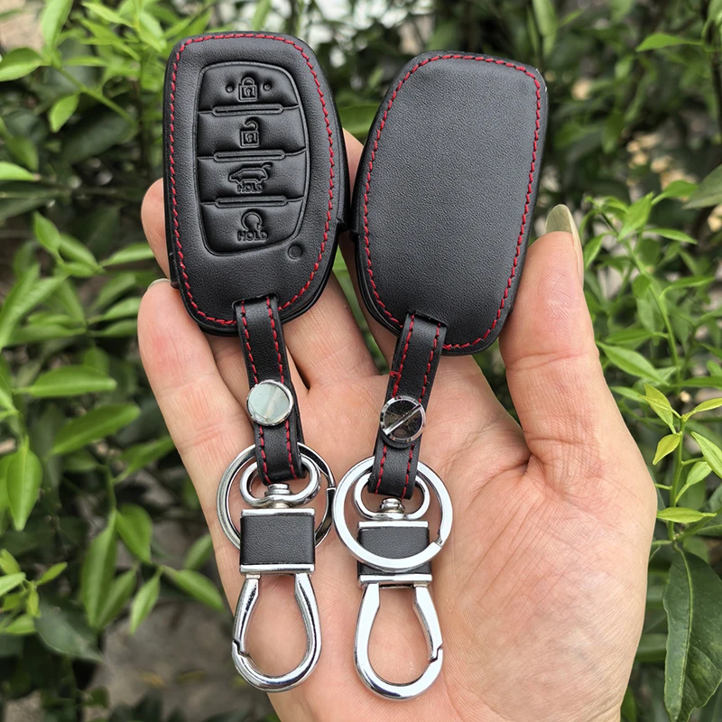 Leder-Autoschlüsselhülle für Hyundai Creta Ix35 Ix45 I10 I30 I40 Tucson Santa Fe Rena Sonata Elantra Zubehör