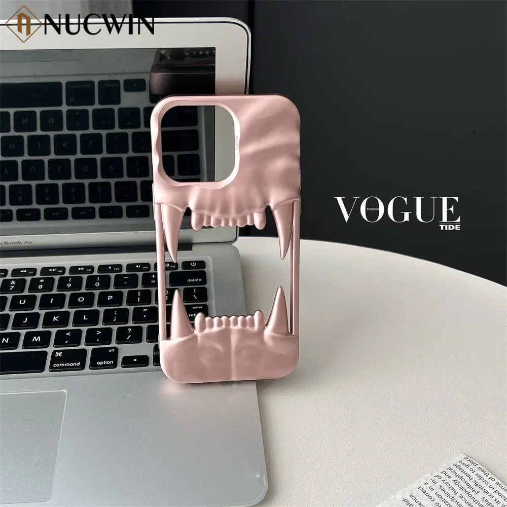 Hollow Out 3D Tiger Matte Wrinkled Case For iPhone 16 15 14 13 12 Pro Max Plus 11 Ultra Thin Plating Heat Dissipation Soft Cover