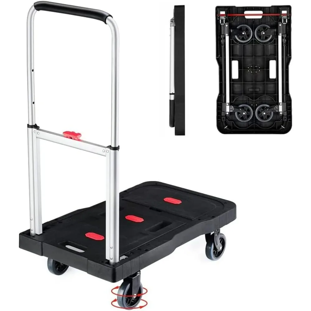 

Folding Hand Truck Platform Truck 330 Lbs Heavy Duty Dolly Cart with Wheels,Fully Folded Push Cart,Portable Trolley Utility Cart