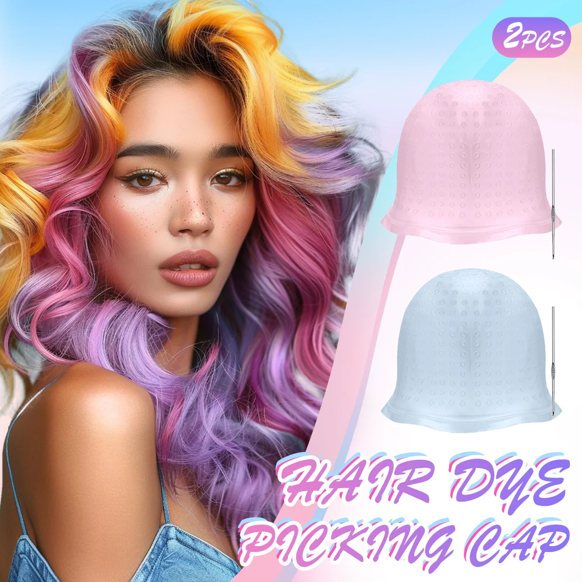 

Silicone Hair Coloring Cap Hook Needle Set Professional Color Dye Highlighting Reusable Tools Frosting Dyeing Salon Beauty