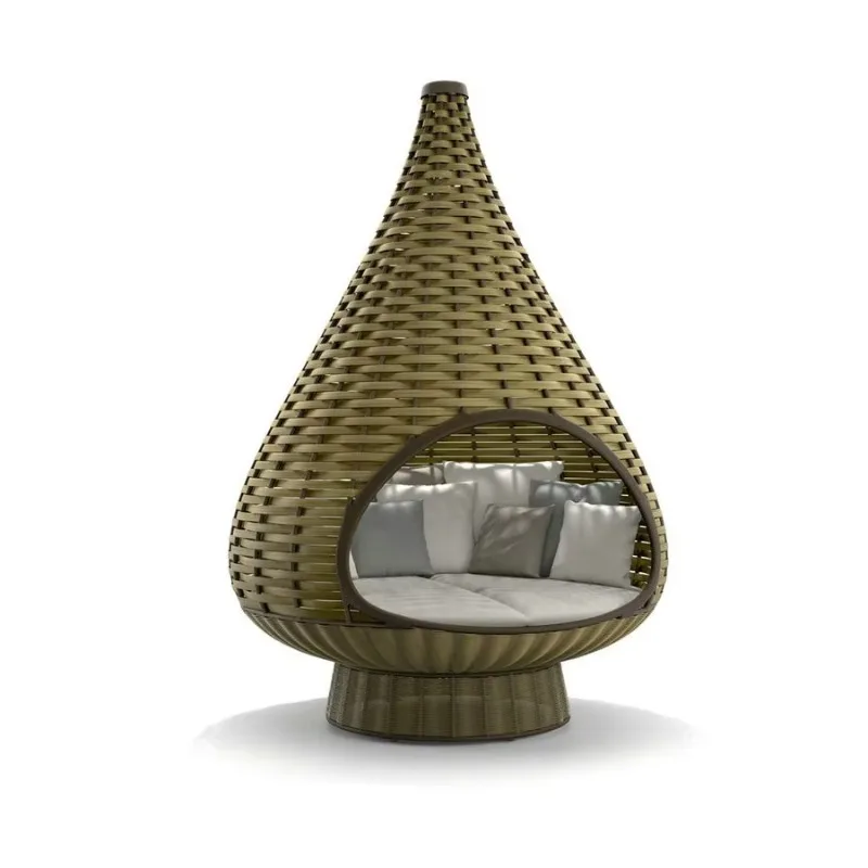 تصميم فاخر فريد من نوعه للحديقة من ألياف عش المنسوجة خفيفة الوزن ومقاومة للماء كرسي قائم خارجي 360 درجة من الألومنيوم #3