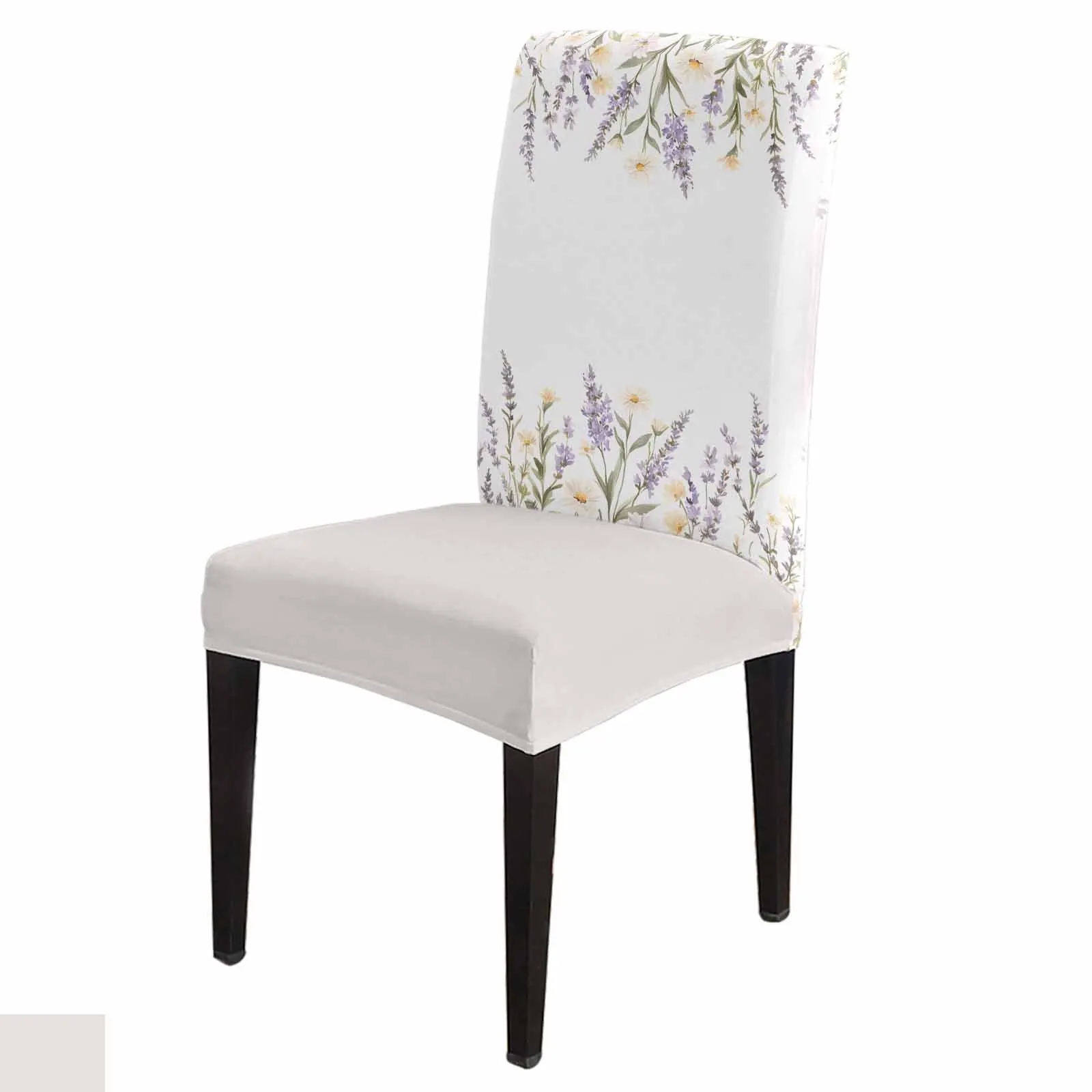 

Spring Purple Flower Chair Cover for Dining Room Kitchen Tablecloth Home Decor