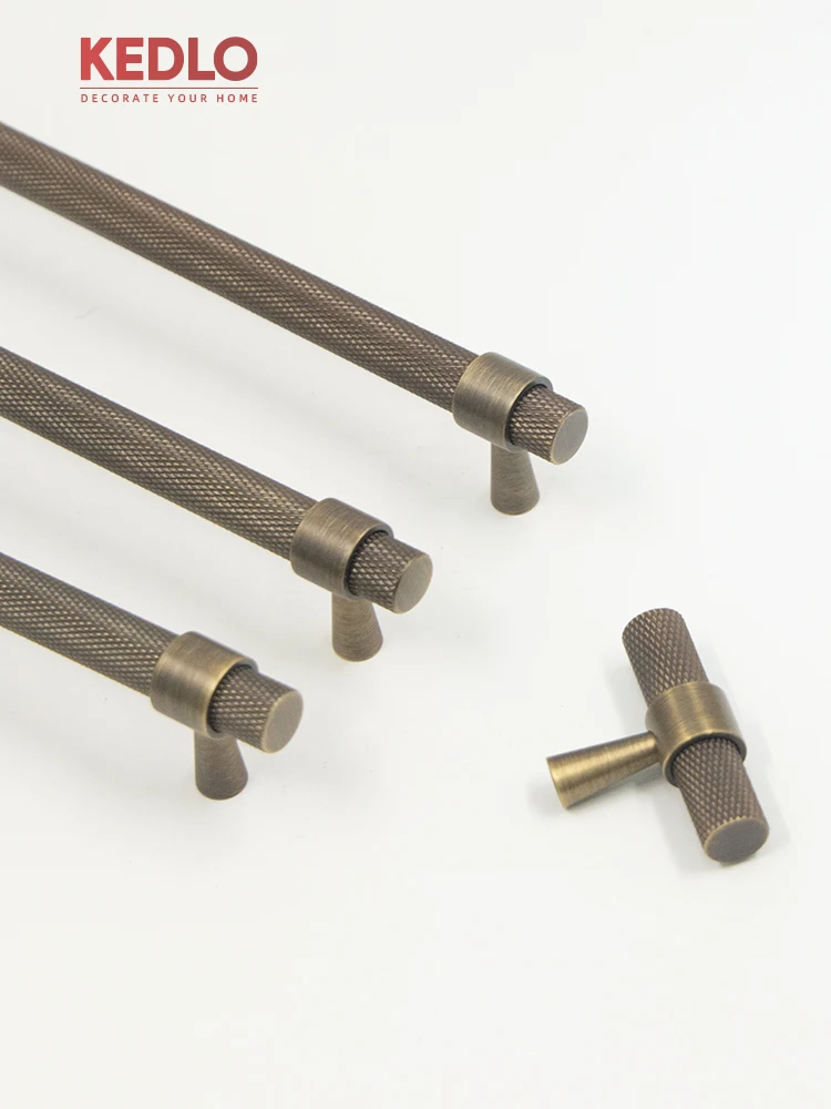 KEDLO Massiver Messinggriff im europäischen Retro-Stil, antiker Messing-Schubladengriff, gebürsteter Schrankgriff in Nickeloptik – Detail 3