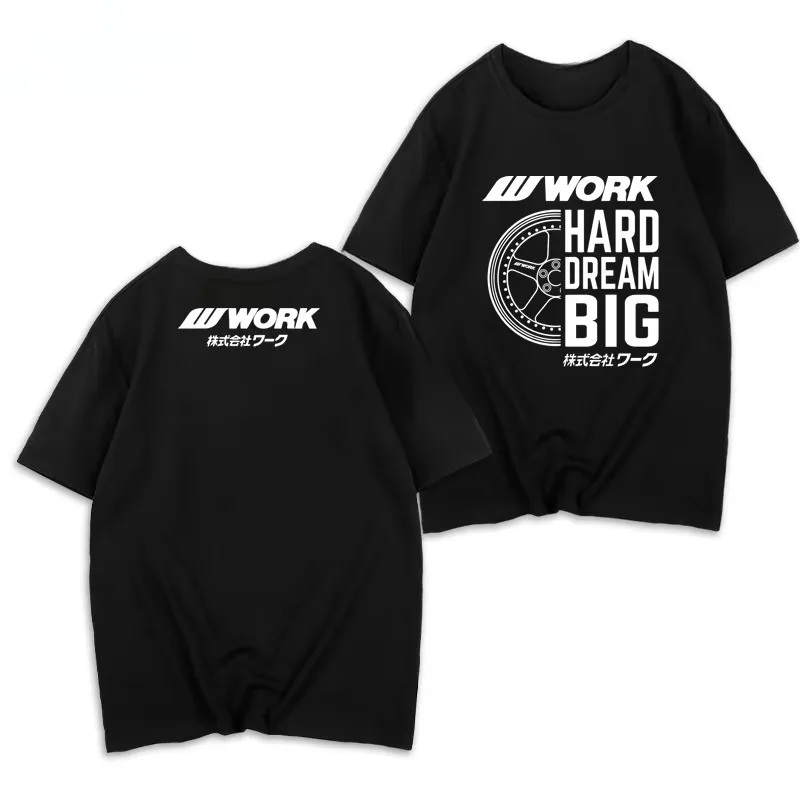 2026 New JDM Family Matching Oversized Unisex Car T Shirt Racing Wheel Hard Dream Big Print Cotton Short Sleeve Streetwear Tee