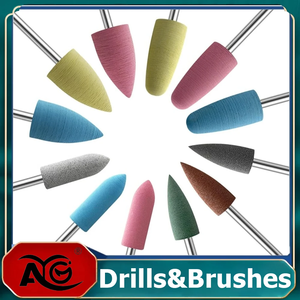 

AG Dental Bits Rubber Silicon Nail Drill Milling Cutter for Manicure Bit Flexible Polisher Machine Electric Nail File Art Tools
